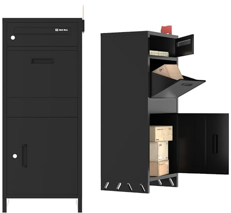 Paketbox Draussen Groß XXLh|Witterungsbeständig Großer Briefkasten mit Paketfach|Personalisierbare Adressaufkleber|Geeignet für Wohnungen, Häuser, Büros und(37 * 46 * 107.5 cm)