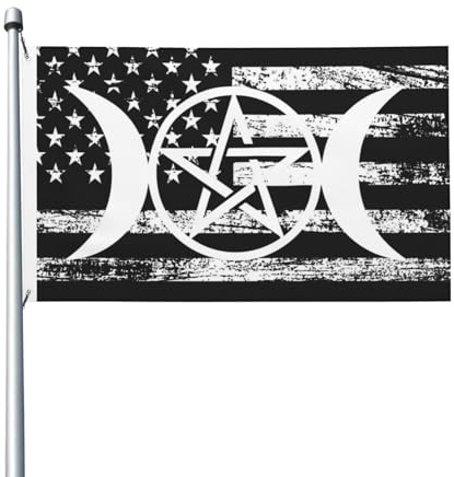 Außenbanner 90X150cm, Dreifachmond-Pentagramm Durable Haus Hof Flagge lichtbeständige Garten Flagge für Restaurants Party Veranda