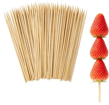 200 Piques Brochette Bambou Bois 15cm Barbecue Grill Buffet Apéritif | Solide batonnet cocktail fruits hamburger, snacks écologique biodégradable, pique solide robuste, usage domestique fête