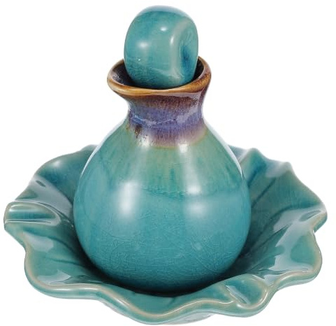 Gadpiparty Kit Céramique pour Huile Essentielle Bleu Léger et Réutilisable Flacon et Plateau Élégant pour Collection d'art Céramique et Présentation Plateau Miroir