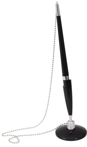 Desktop Fixed Signature Pen Black Plastic Stainless Steel Counter Pen