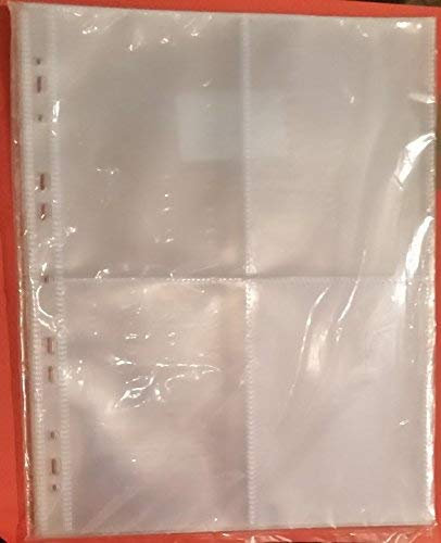 A4 Clear Acid Free Archival Photo Sleeves for Ring Binder Albums - 4 pocket per page (10 pack)