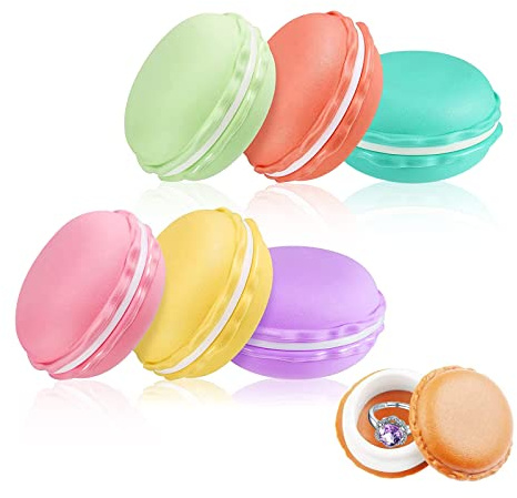 SwirlColor Mini Macaroon Storage Boxes Multiuse Macaroon Container Cute Storage Box Organizer for Jewelry Pill Storage 6 Pcs - Random Color