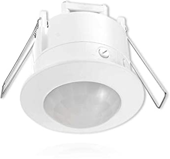 LongLife LED GmbH by HK Bewegungsmelder Innen Unterputz Decken Montage Reichweite 6m / 360° 3-Draht Bewegungssensor für die Deckenmontage IP20 Einstellbare Leuchtdauer und Tageslichterkennung