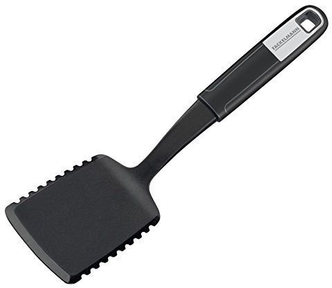 Fackelmann Lasagneheber 28 cm SENSE, Pizzaheber mit Funktionsteil aus Kunststoff, rutschfester Soft-Touch-Griff, Blechkuchenheber zum Schneiden und Heben (Farbe: Silber/Schwarz), Menge: 1 Stück