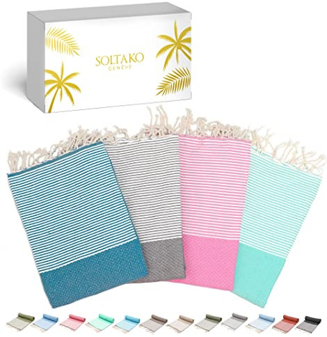 SOLTAKO Telo Mare - Fouta XXL - Asciugamano da spiaggia anti-sabbia - Telo da bagno per Hammam, Sauna, Yoga, Picnic - Fouta Beach 100x200 cm - Lenzuolo 2 Persone