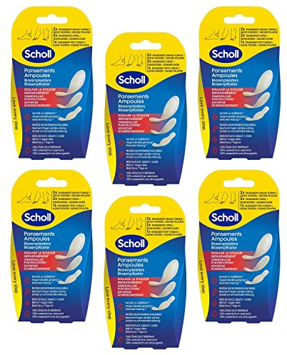 SCHOLL Lot de 6 Etuis de 5 Pansements pour Ampoules Mix Orteils et Talon