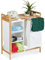 Relaxdays Estantería con Cesto Ropa Sucia, Armazón Bambú, Estantes y Saco Tela, 73,5 x 64,5 x 33 cm, Natural y Beige
