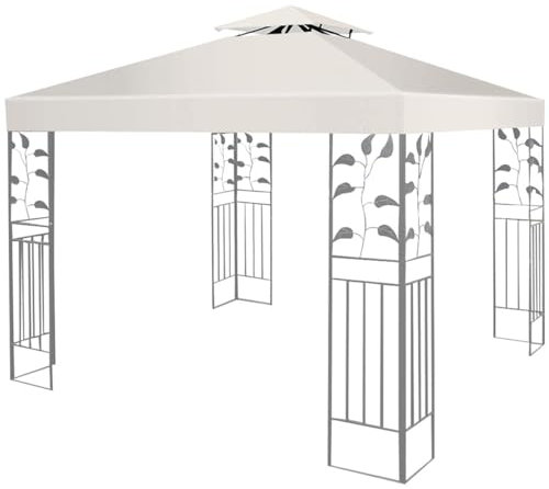 GYMAX Gazebo da Esterno Impermeabile Tendone da Giardino per Campeggio, Copertura a Doppio Strato, (Non include il telaio), 300x300cm (Beige)
