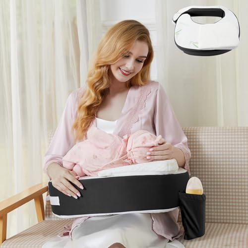 Dresime Cojín Lactancia Bebé Ergonómica Almohada de Lactancia con Extraíble Cuña Antireflujo Bebe, Espuma con Memoria, Antideslizante, Soporte Postural Mejorado