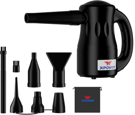 XPOWER Electric Air Duster for Dusting Drying Inflating Blowing Car Detailing Computer Leaf Blowing (Negro, A-2)