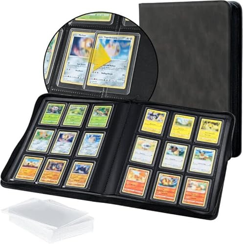 Tolesum Toploader Album pour cartes à collectionner 216, 9 compartiments, 10 pcs 35PT, Classeur pour TCG, cartes MTG, motif vague noire