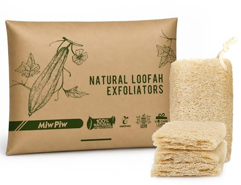 Miw Piw Natural Loofah Exfoliating Body Scrubber 4PCS Shower Sponge