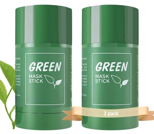 2PCS Turmeric Vitamin C Mask Stick, Blackhead Remover with Green Tea Extract, Clay Mask, Turmeric Vitamin C Deep Cleanse Mask Stick – Purifies Pores (2PCS Green Tea)