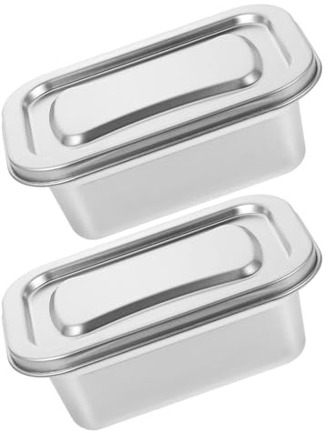 Cabilock Juego de 2 Recipientes para Helado de Acero Inoxidable con Tapa, 0,72L Tarrinas Metálicas para Helado Casero y Sorbetes, Contenedores Herméticos para Congelador, 16x10 cm