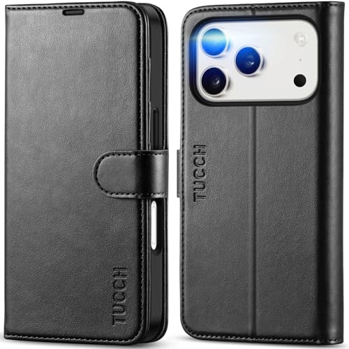 TUCCH Custodia per iPhone 17 Pro 6,3-pollici 5G 2025 Portafoglio [RFID Blocking] | Cover Custodia Pelle Sintetica TPU Antiurto, Supporto Slot Schede Protezione Integrale Chiusura Magnetica, Nero