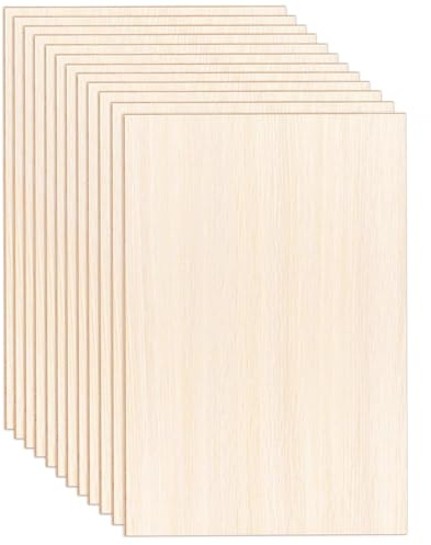 Binnan 12 Pezzi Fogli di Legno di Balsa, 300 * 200 * 2.1 mm Compensato, Fogli di Compensato, Fogli di Legno Sottili per DIY, Modellare, Pirografia, Pannelli Taglio Laser, Decorazione