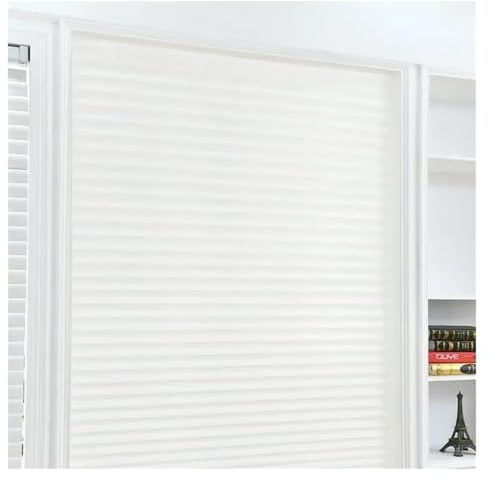 Cortina Plisada autocollante sin taladrar Persianas Autoadhesivas, Cortinas Opacas Plisadas, Pantalla de Papel inalámbrica, Tela no Tejida Plegable for baño y balcón(White,60x150CM)
