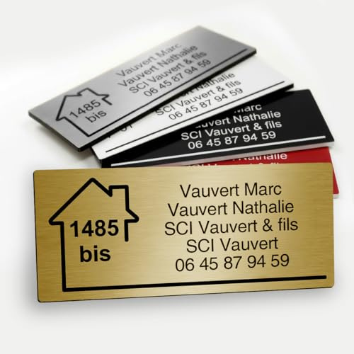 MYGOODPRICE - Plaque gravée personnalisée autocollante pour nom et numéro de boîte aux lettres, 1 à 5 lignes, format 12x5 cm - Or