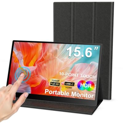 KOOFORWAY 15.6 Portable Monitor for Laptop, FHD 1080P,10-Point Touchscreen