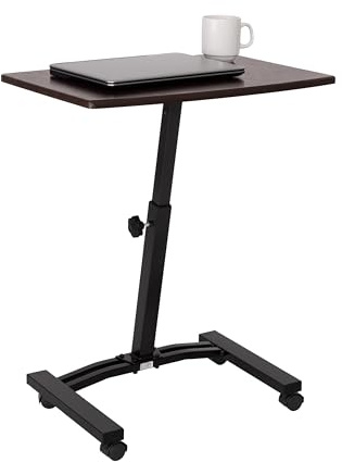Seville Classics WEB162 Mobile Laptop Computer Desk Cart Height-Adjustable from 20.5 to 33, Slim, Walnut