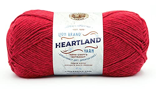 Lion Brand Yarn Heartland Yarn, Worsted-Weight Yarn for Knitting, Crocheting, and Crafting, 1 Pack,Redwood
