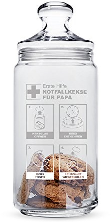 Casa Vivente Tarro de galletas con grabado y tapa, tarro de cristal para galletas de emergencia, regalo del día del padre, regalo para hombres