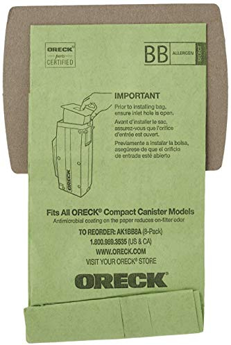 Oreck Vacuum Cleaner Bags for Buster B Canister Vacs, Pack of 8, Green
