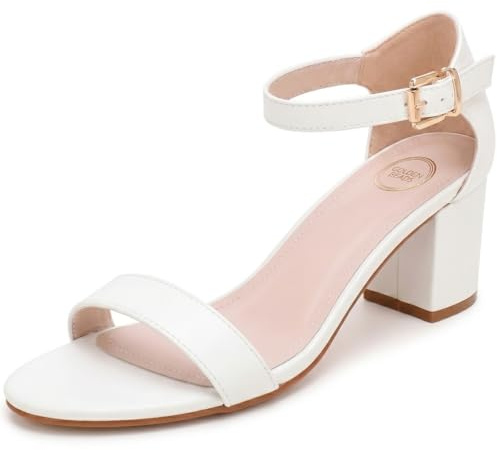 Ladies Womens Low Mid Heel Block Peep Toe Ladies Ankle Strap Party Strappy Sandals UK Size 3-8