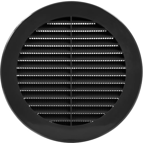 Vent Systems Cubierta para sofito negra de 15 cm/150 mm - Ventilaciones de aire redondas - Cubierta para parrilla - Mosquitera incorporada - Ventilaciones HVAC para baño, oficina en casa, cocina