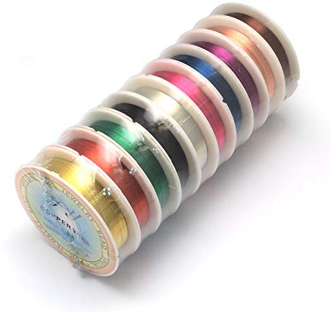 Beadthven Kupferdraht, 10 Rolle, 0,8 mm, anlaufgeschützt, gemischte Farben, 30 m, biegbarer Metalldraht für Schmuckherstellung, zum Verpacken von Anhängern