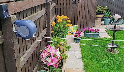 26m Wall-Mounted Retractable Double Clothes Drying Line, Heavy Duty Retractable Washing Line, Extendable Reel Airer Clothes line Adjustable Clothes Dryer Line Garden outdoor or indoor (Grey)