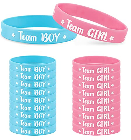 24 Stück Gender Reveal Spiele, Armbänder Team Boy oder Team Girl, Geschlecht Verkünden Enthüllung Accessoires, Deko für Babyparty Geschlecht verkünden Offenbarung Party Supplies Mitgebsel Blau Rosa