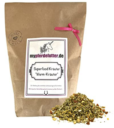 mypferdefutter Wurm-Kräuter für Pferde 100% Natur PUR - Pferdekräuter frei von Zusätzen für Dein Lieblingspferd - unterstützt vorbeugend gegen Wurmbefall (500 g)