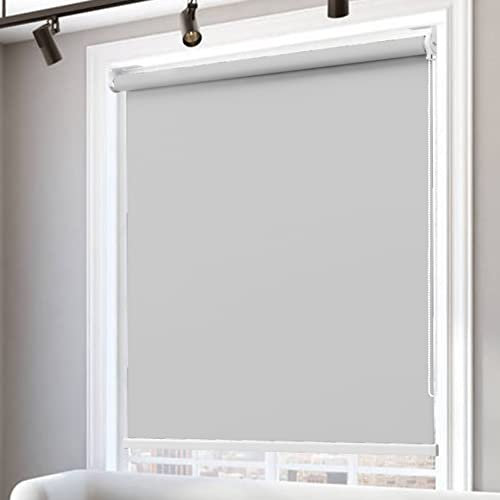 RYNS Verdunkelungsrollo Seitenzugrollo 145x300cm Doppelrollo verdunkelnd Wandmontage Sichtschutz Fenster Jalousien Doppelrollo Klemmrollo für Fenster und Sichtschutz, Hellgrau