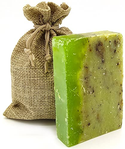 Jabon de manos natural artesanal antibacteriano. Pastilla jabon biodegradable antibacterial, ideal acné cara y manos. Con bolsita de yute ideal para regalar (ALOE VERA)