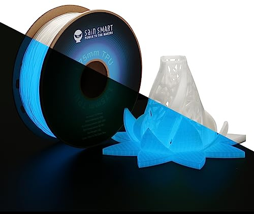 SainSmart - 540GBL Flexible TPU 3D Printing Filament, Glow in The Dark, Luminous Blue, 1.75 mm, 1 kg, Dimensional Accuracy +/- 0.04 mm