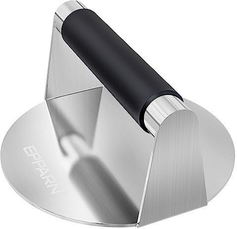 EPPARN Smash Burger Press with Anti-Scald Handle, Stainless Steel Burger Smasher, Hamburger Press for Griddle, Bacon Press, Grill Press, Ground Beef Patty Press