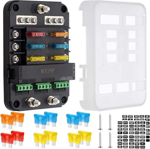 WUPP 12V Fuse Block with Relay, Automotive 6 Circuits Fuse Box with Acc Interface, Universal Fuse Block and Relay Kit for Cars Trucks Marine Boat