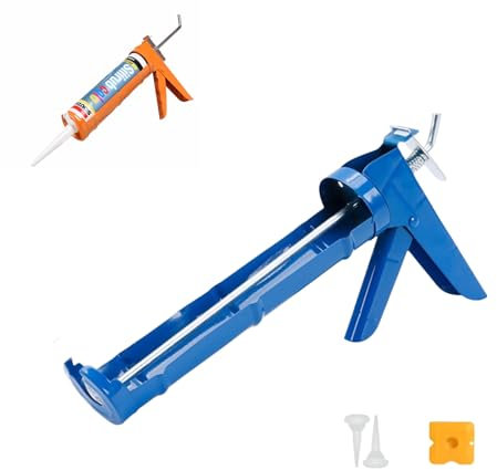 GAILY YOUTH Caulking Gun Dripless Caulk Gun, Manual Caulking Gun with Ratchet, Half Barrel Caulk Gun for use with caulks sealants and adhesives (Blue)