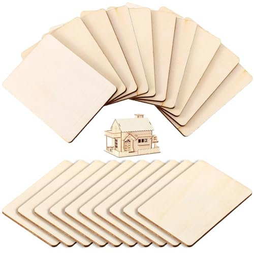 sinzau 20 pezzi rettangolari in legno non trattato, 8, 9 x 6, 4 cm, pannelli in compensato, spessore 2, 5 mm, per arte, targa, ornamenti o come decorazione, artigianato, fai da te