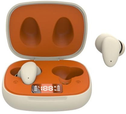 Avantalk Clan N1 - Ecouteur Reducteur de Bruit Actif sans Fil pour la Musique et Les appels Pendant Les trajets Domicile-Travail avec ANC Hybride, Ecouteur Intra Bluetooth, Orange et Beige