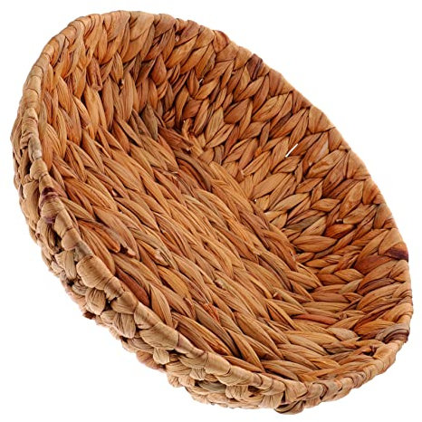 Aufbewahrungskorb aus Stroh, geflochtener Obstkorb, Brot-Servierkorb, Obstschale, Brotkörbe, runder Graskorb, Snackkorb, Rattankorb, geflochtenes Tablett, kleine Körbe, Tisch aus Wasserhyazinthe