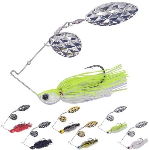XFISHMAN-Spinner-Baits-for-Bass-Fishing-Lures-Colorado Blade Spinnerbait Set 1/4 oz & 3/8 oz 6 Colors for Bass Pike Crappie & Trout Fishing (Assortment 6 Pack（6 Colors）, 1/4 oz (7g))