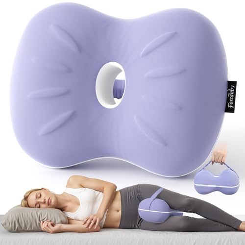 Forcanby Knee Pillow for Side Sleepers - Smooth Spine Alignment Pillow, Memory Foam Knee Pillows for Back Hip Pain, Spine Aligning, Sciatica, Surgery Recovery, Pregnancy