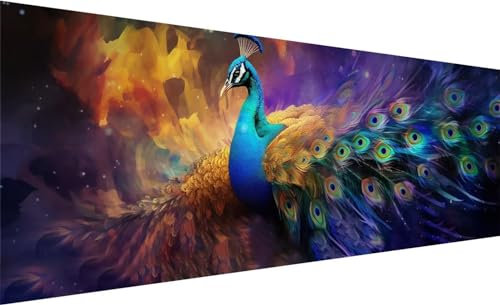 Diamond Painting XXL 240x80 cm, DIY Pfau Diamant Painting Bilder, 5D Traum Diamant Malerei Set, Diamant Kristall Strass Kreuzstich Painting, Diamond Painting Erwachsene Zimmer Dekoration Geschenk A-9