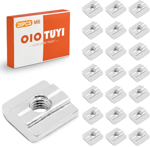 OioTuyi 20er Pack M6 T-Nutensteine, Kohlenstoffstahl, Typ B für Aluminiumprofile, Rostbeständig