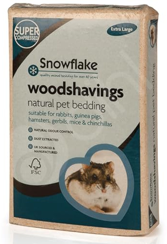 Dihl Snowflake Small Animal Wood Shavings Natural Pet Bedding 7KG, Dust Extracted Premium Pet Bed Substrate, Odour Control, For Rabbit, Hamster, Gerbil, Guinea Pig, Mouse, FSC Approved, Extra Large