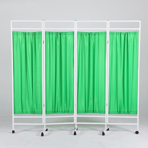 Medical Privacy Screen Room Divider on Wheels, Metal Frame Door Partition Freestanding, 6ft Tall Temporary Fence Wall for Room Separation(Green)
