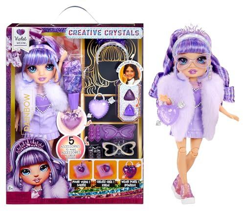 Rainbow High Creative Crystals Violet - Purple 28 cm Fashion Doll with Crystal Accessory Make It Kit, Ring for You, DIY, Crafts, Resin Play, Ideal Present for Kids Ages 8+, NOT EDIBLE